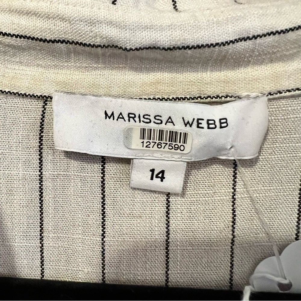 Marissa‎ Webb Collective Tie Waist Linen Midi Dress women size 14 EUC RtR - Picture 9 of 16